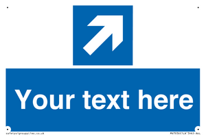 Custom Mandatory directional sign, blue arrow up and right